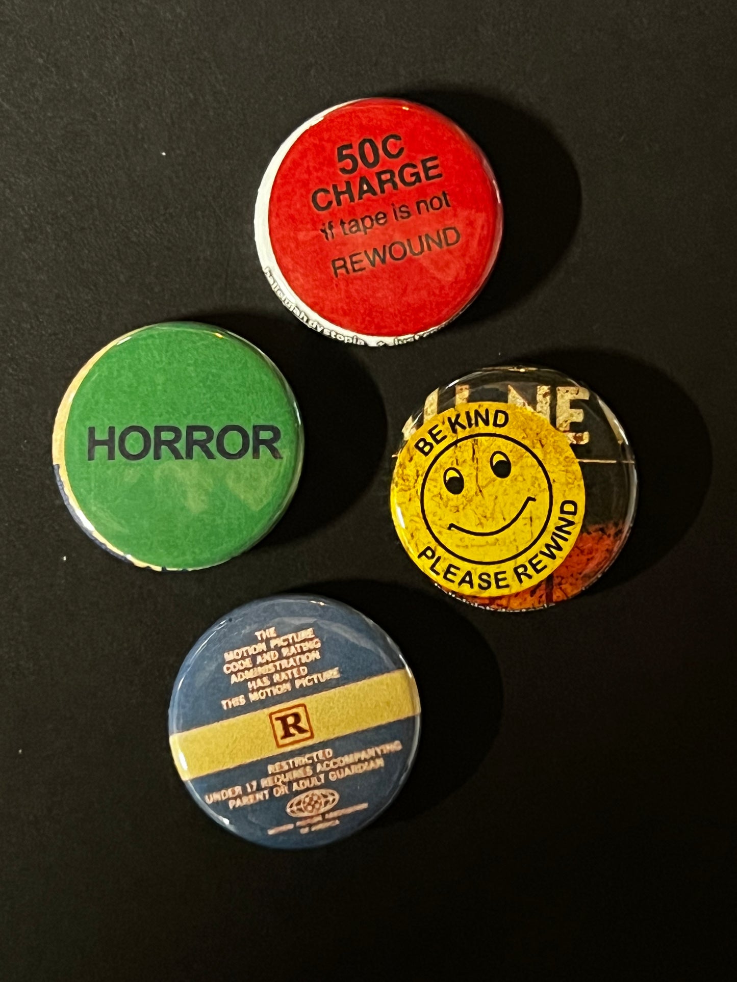 Horror Tapes Button Set